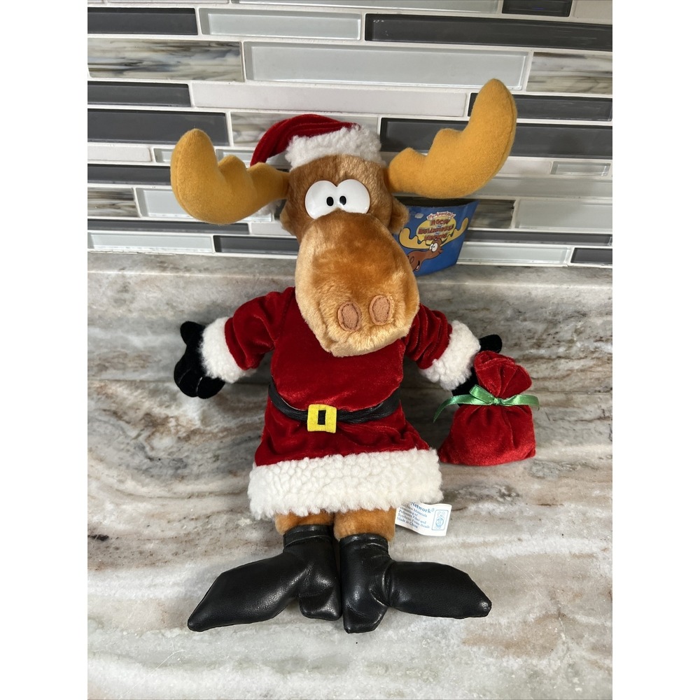 Toy Network‎ Stuffed Plush Christmas Bullwinkle Santa Claus Moose Toy 2001 NWT